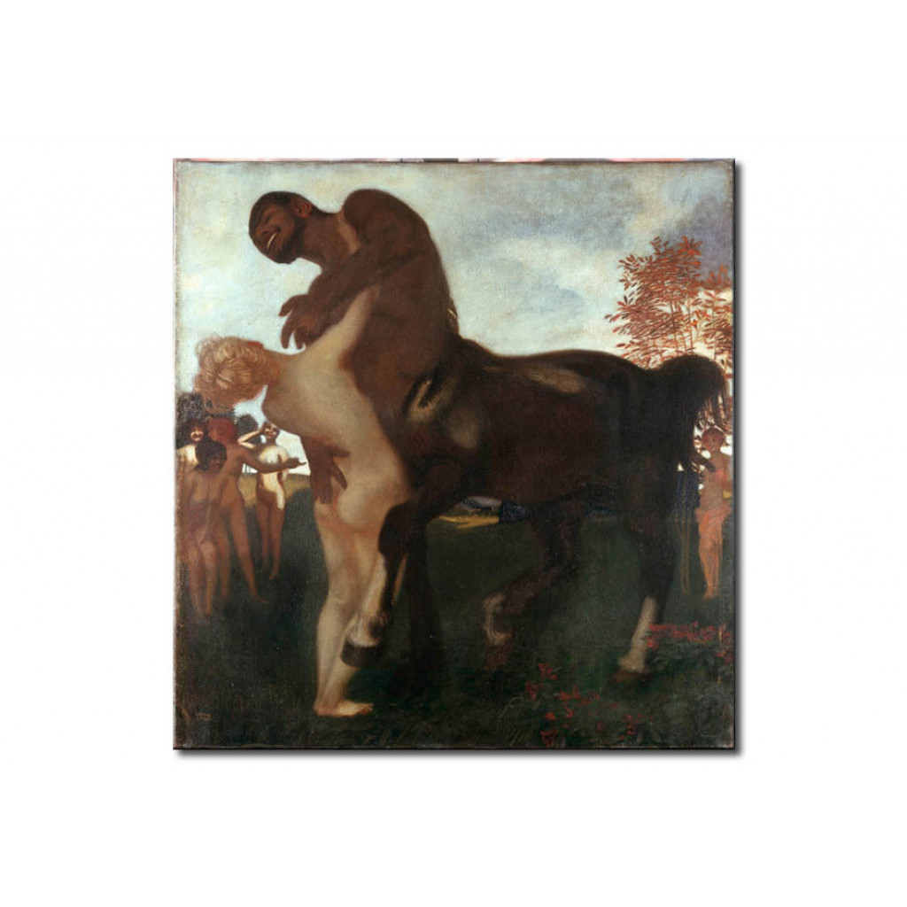 Schilderij  Franz Von Stuck: Centaur And Nymph