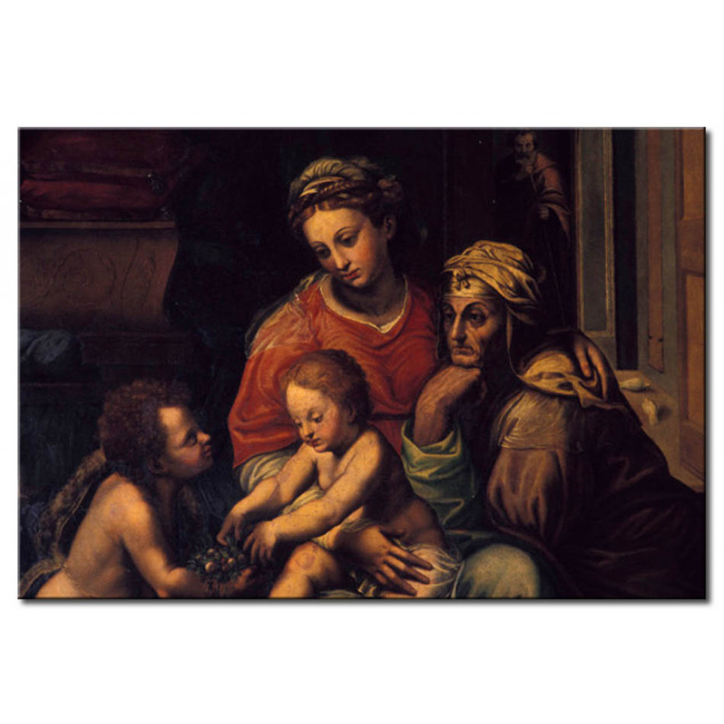 Schilderij  Giulio Romano: Mary With Child, Saint Elizabeth And John The Baptist As A Child