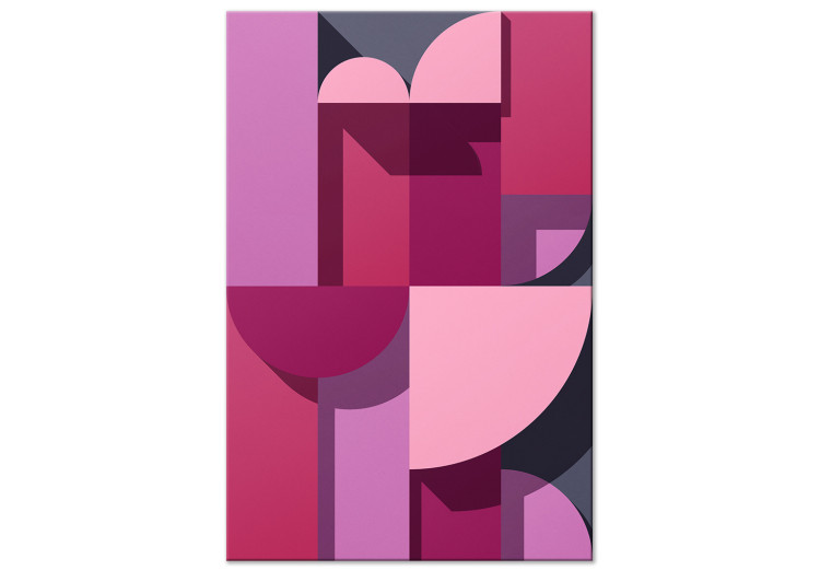 Obraz na płótnie Różowe i wrzosowe figury geometryczne - abstrakcja na szarym tle