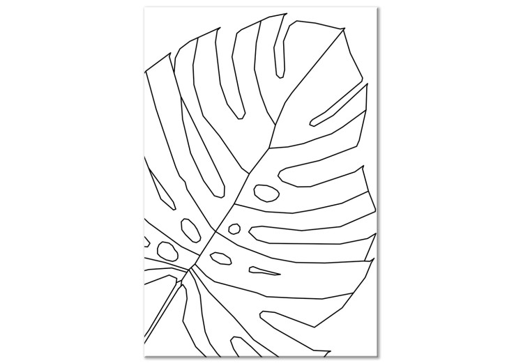 Quadro su tela Contorno nero di foglie di monstera - Astrazione su uno sfondo bianco