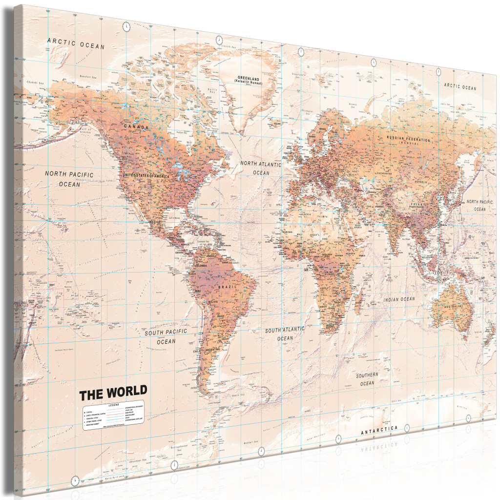 Schilderij World Map: Orange World [Large Format]