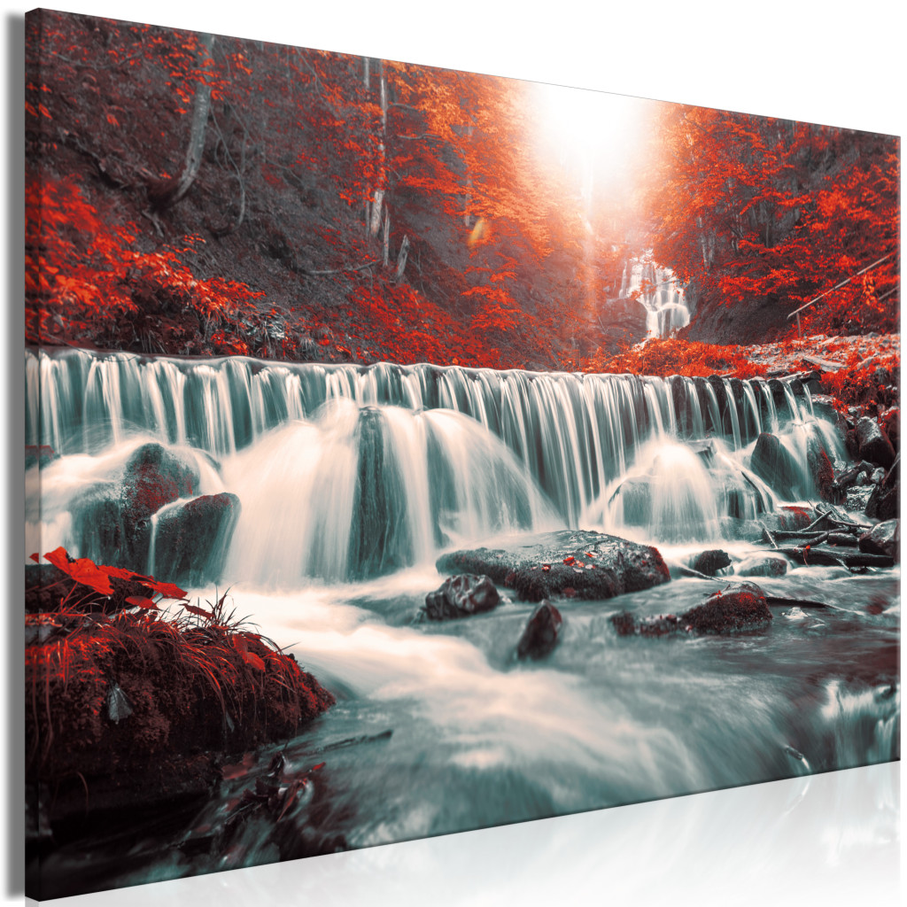 Schilderij Awesome Waterfall - Red [Large Format]