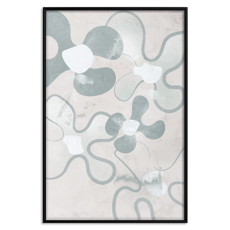 Plakat Błękitne stokrotki - abstrakcyjne kształty sugerujące kwiaty