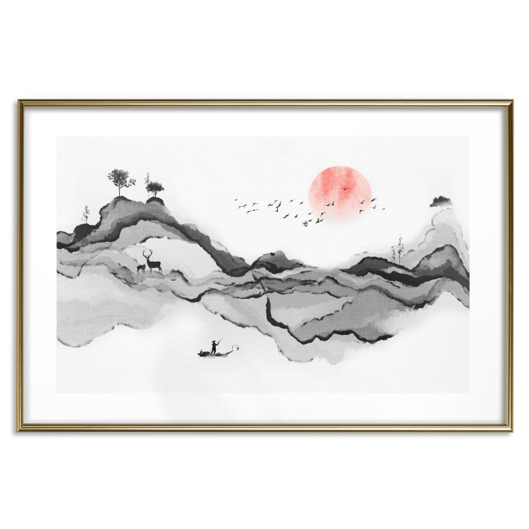 Plakat Akwarelowa natura - abstrakcyjny pejzaż górski w japońskim stylu 145362 additionalImage 25