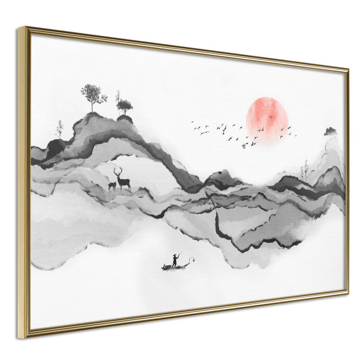 Plakat Akwarelowa natura - abstrakcyjny pejzaż górski w japońskim stylu 145362 additionalImage 7