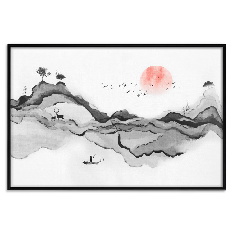 Plakat Akwarelowa natura - abstrakcyjny pejzaż górski w japońskim stylu 145362 additionalImage 20