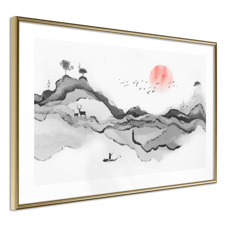 Plakat Akwarelowa natura - abstrakcyjny pejzaż górski w japońskim stylu 145362 additionalImage 6