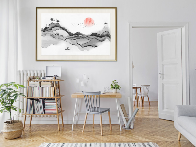 Plakat Akwarelowa natura - abstrakcyjny pejzaż górski w japońskim stylu 145362 additionalImage 17