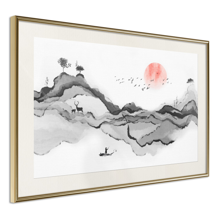 Plakat Akwarelowa natura - abstrakcyjny pejzaż górski w japońskim stylu 145362 additionalImage 11