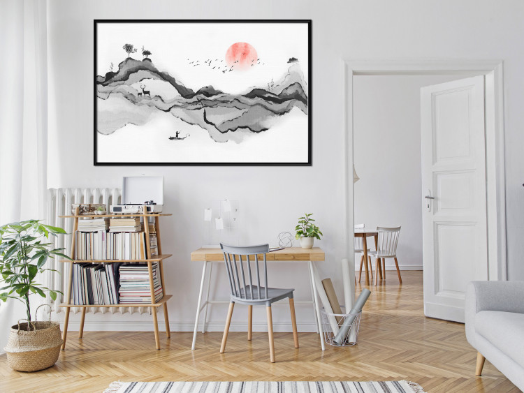 Plakat Akwarelowa natura - abstrakcyjny pejzaż górski w japońskim stylu 145362 additionalImage 15