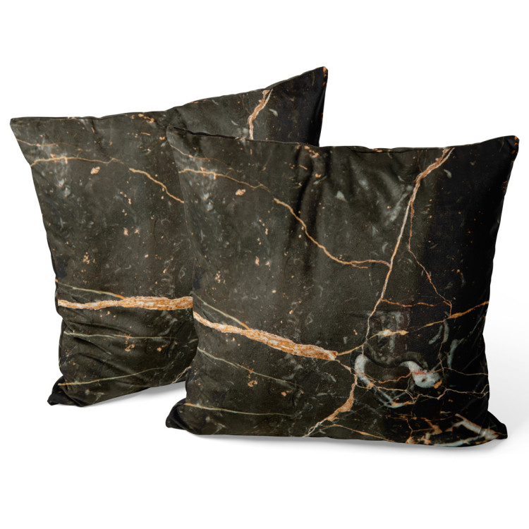 Sammets kudda Liquid marble - a graphite pattern imitating stone with golden streaks 147062 additionalImage 3