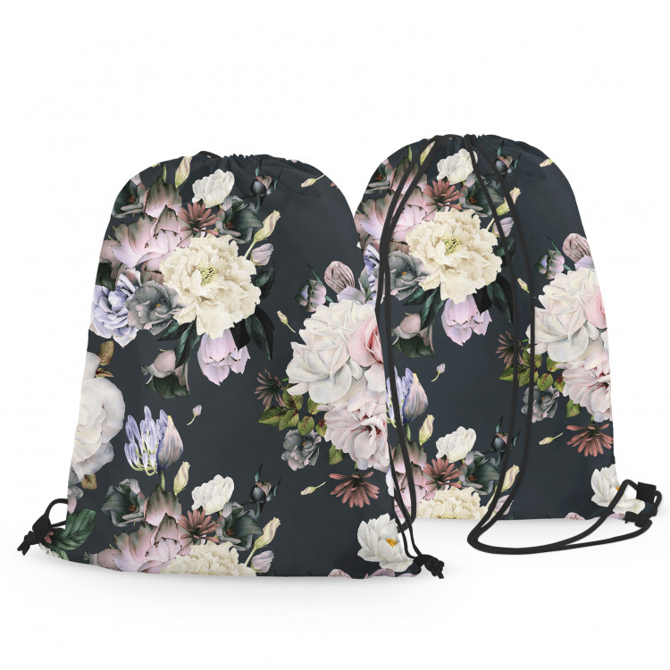 Backpack Stately bouquet - rose and peony flowers on black background 147462 additionalImage 3