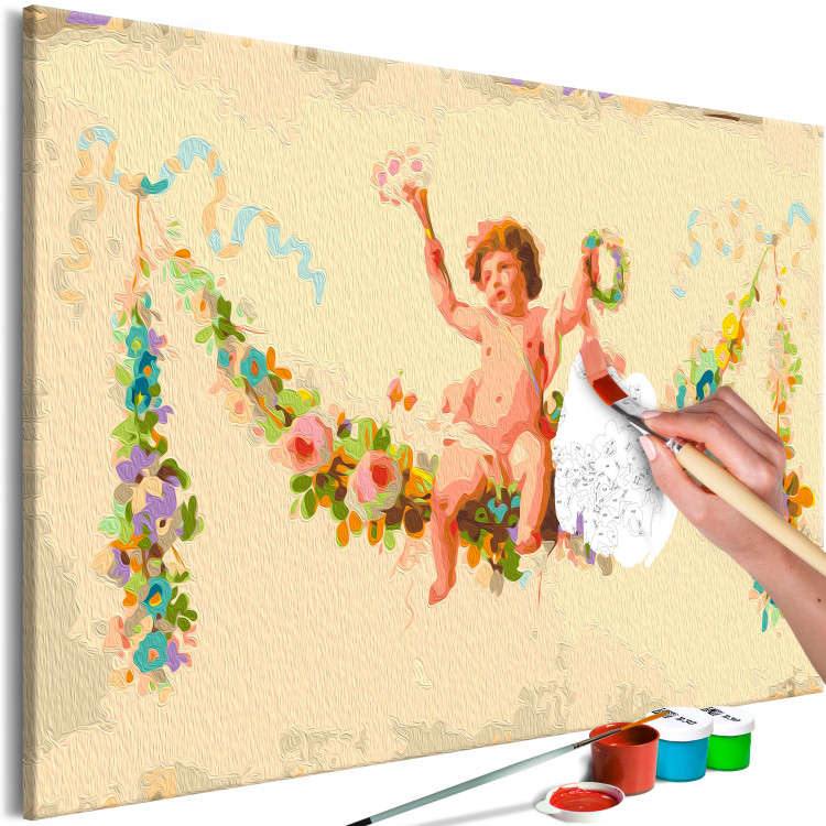 Paint by number Cute Boy - Little Cupid Sitting on a Flower Garland 148462 additionalImage 3