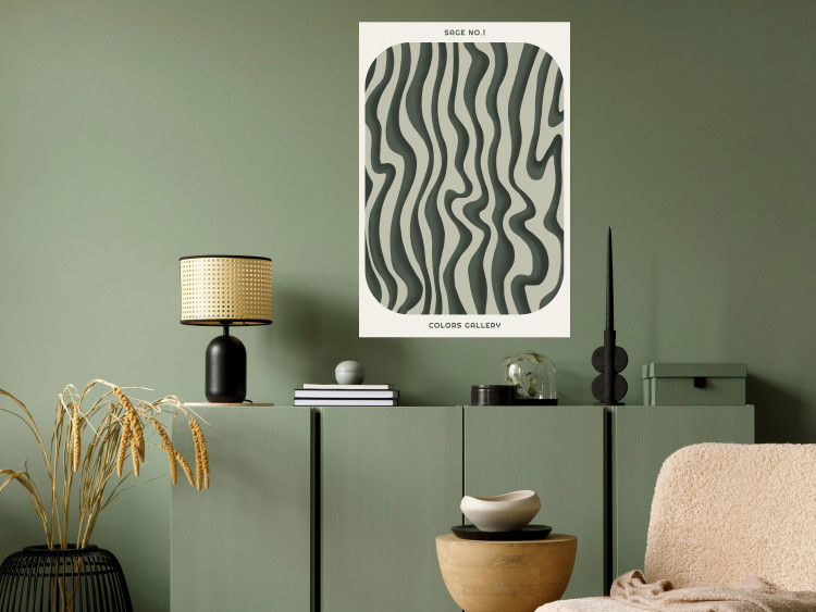Wall Poster Wavy Shapes - Green Irregular Stripes With a Signature 150062 additionalImage 14