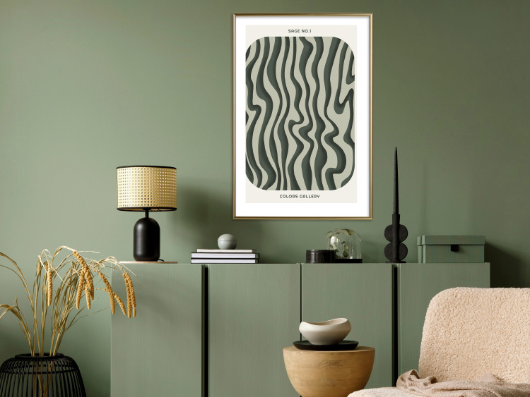 Wall Poster Wavy Shapes - Green Irregular Stripes With a Signature 150062 additionalImage 17