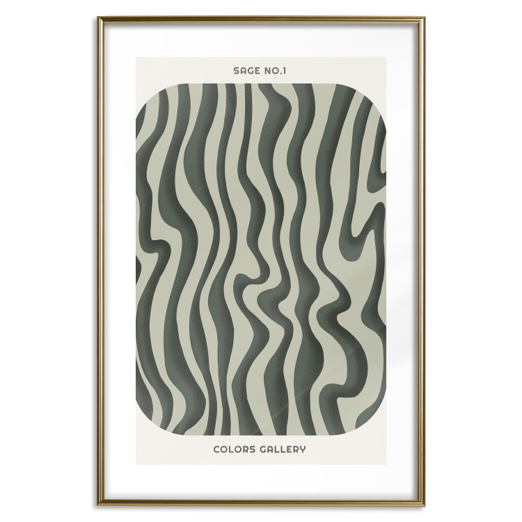 Wall Poster Wavy Shapes - Green Irregular Stripes With a Signature 150062 additionalImage 25