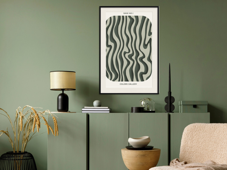 Wall Poster Wavy Shapes - Green Irregular Stripes With a Signature 150062 additionalImage 18