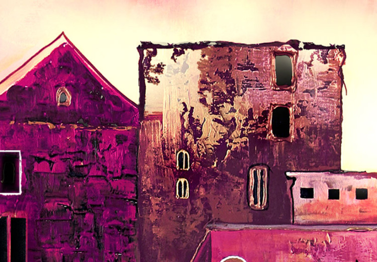 Obraz Architektura snów (5-częściowy) - abstrakcyjne różowe miasto z domami 46962 additionalImage 5