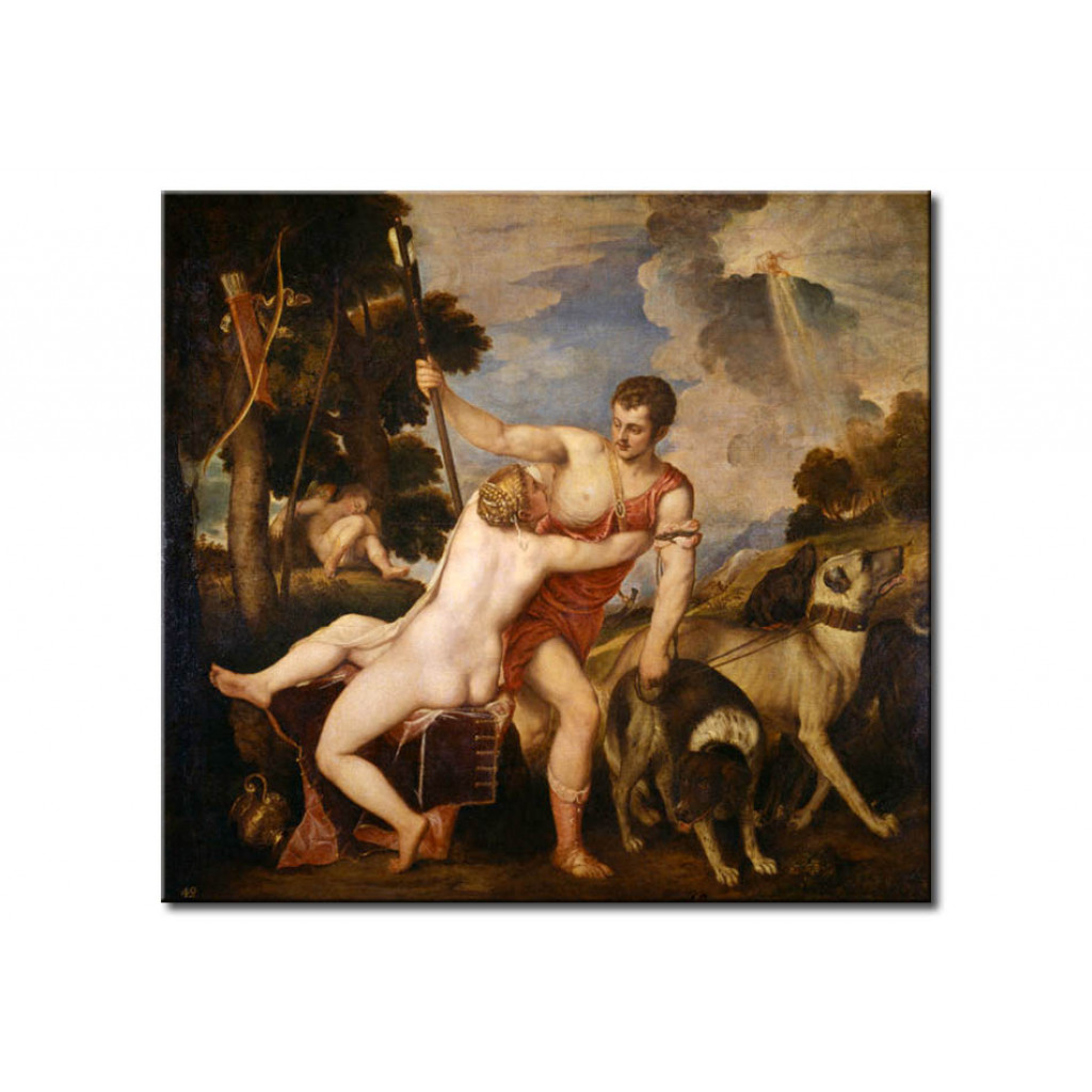 Schilderij  Titiaan: Venus And Adonis