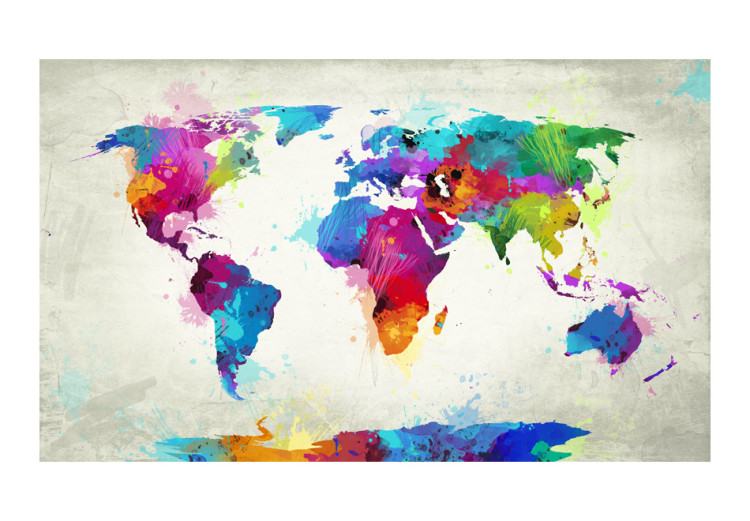 Fotomural Explosão de cores - mapa do mundo multicolorido em aquarela 59962 additionalImage 1
