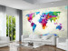 Fotomural Explosão de cores - mapa do mundo multicolorido em aquarela 59962