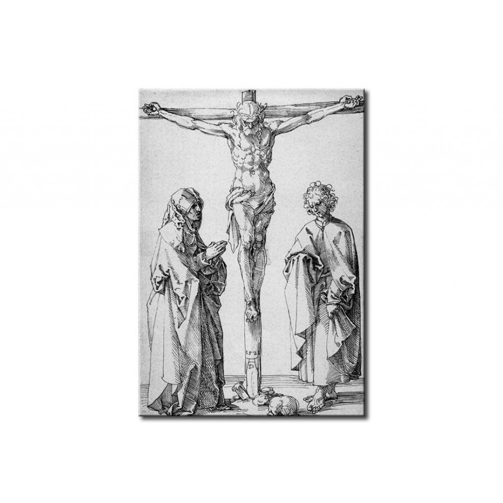 Schilderij  Albrecht Dürer: Christ On The Cross With Mary And John