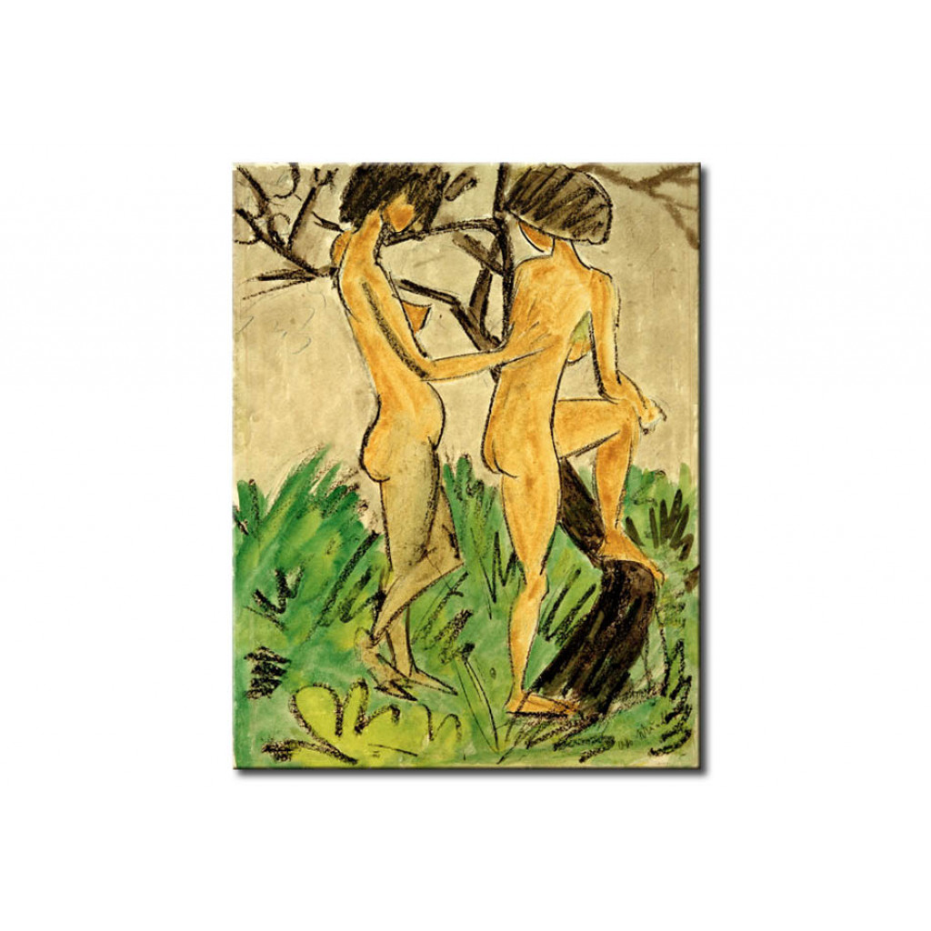 Schilderij  Otto Mueller: Zwei Akte Im Freien