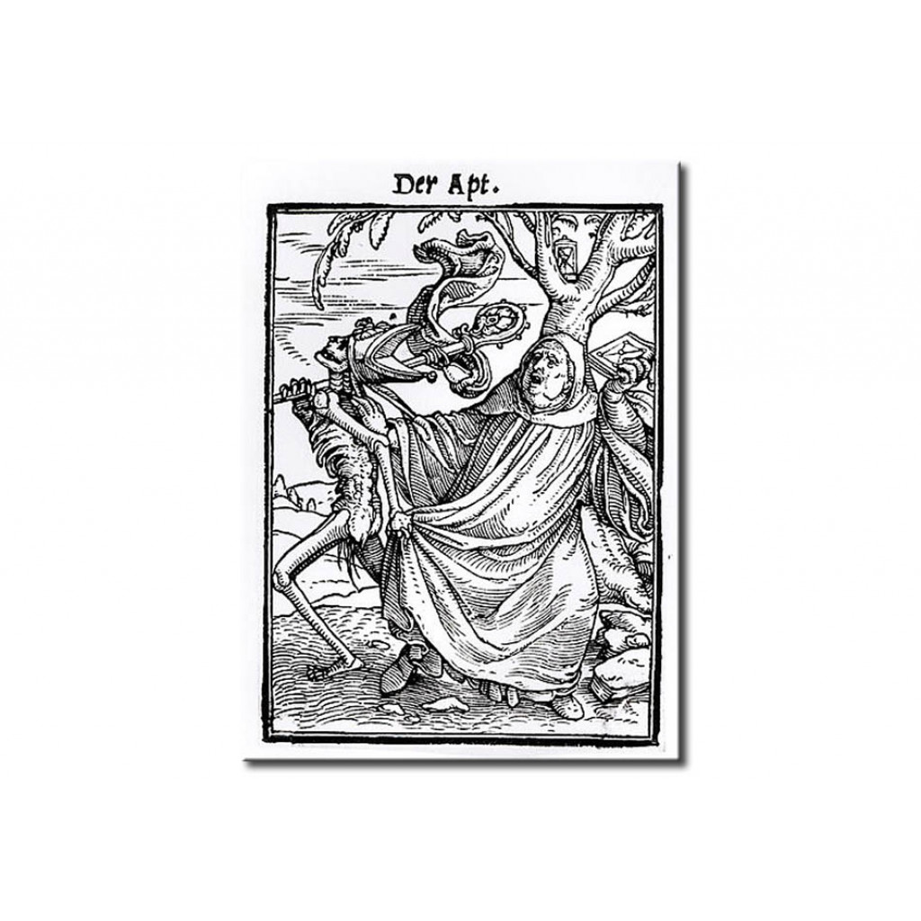 Schilderij  Hans Holbein De Jonge: Death And The Abbot, From 'The Dance Of Death', Engraved By Hans Lutzelburger