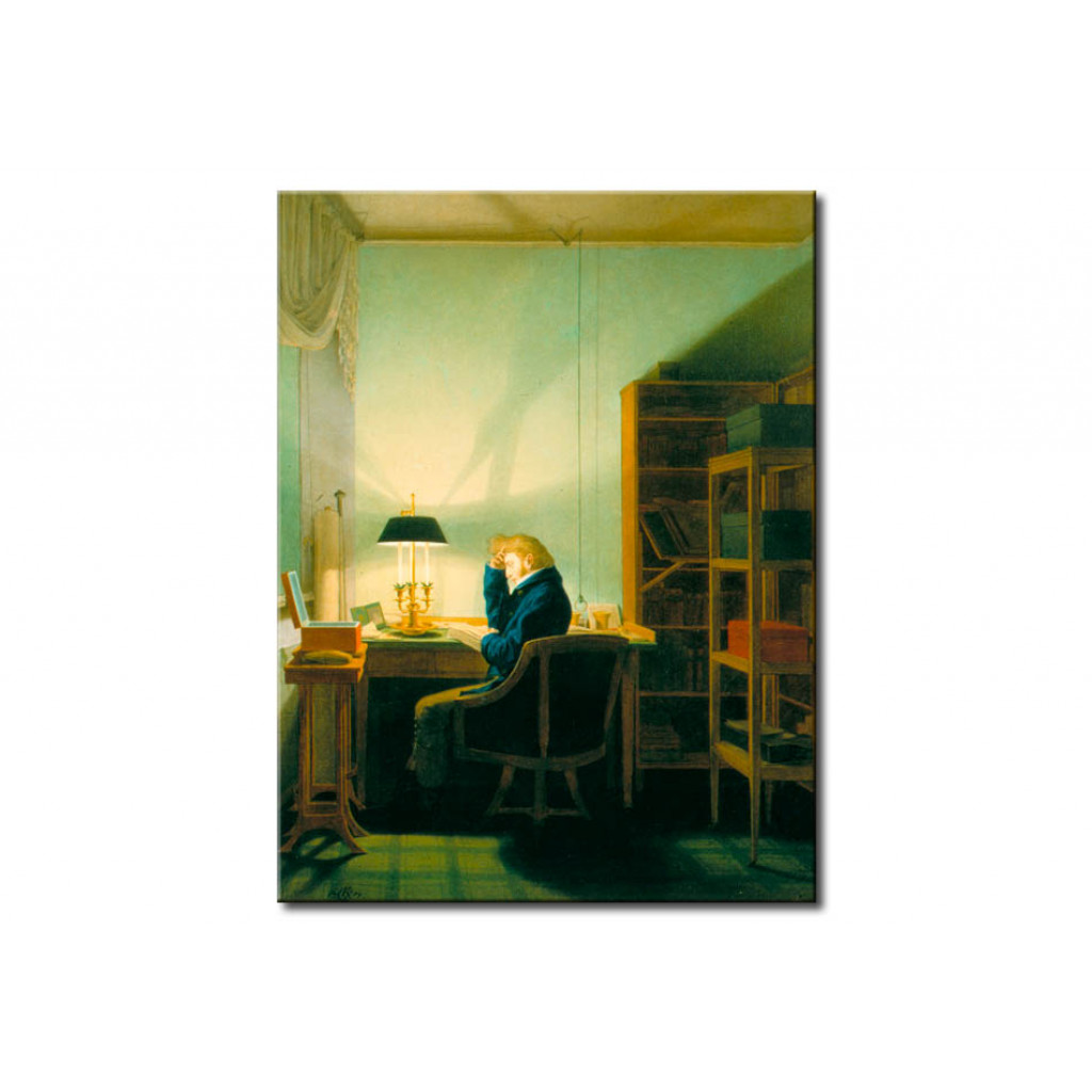 Quadro Man Reading By Lamplight