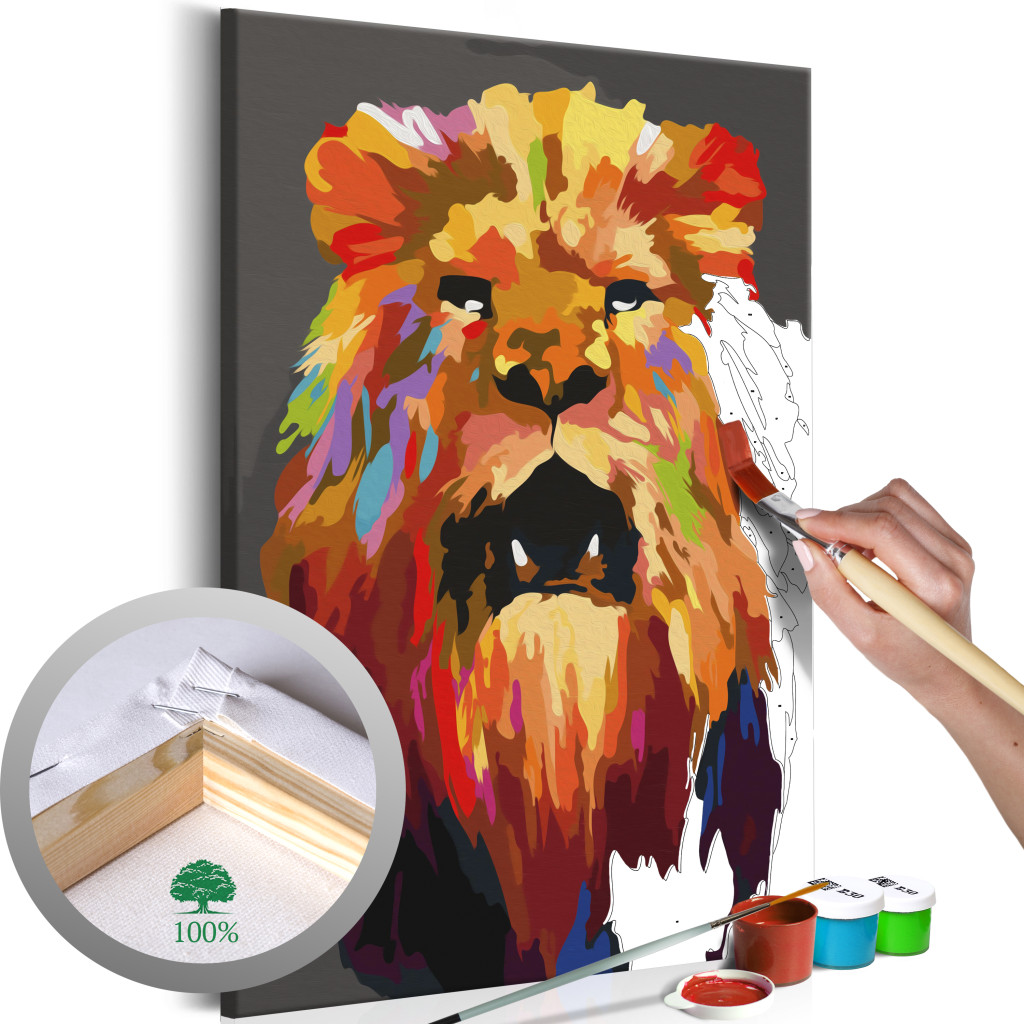Obraz Do Malowania Po Numerach Kolorowy Lew (mały)
