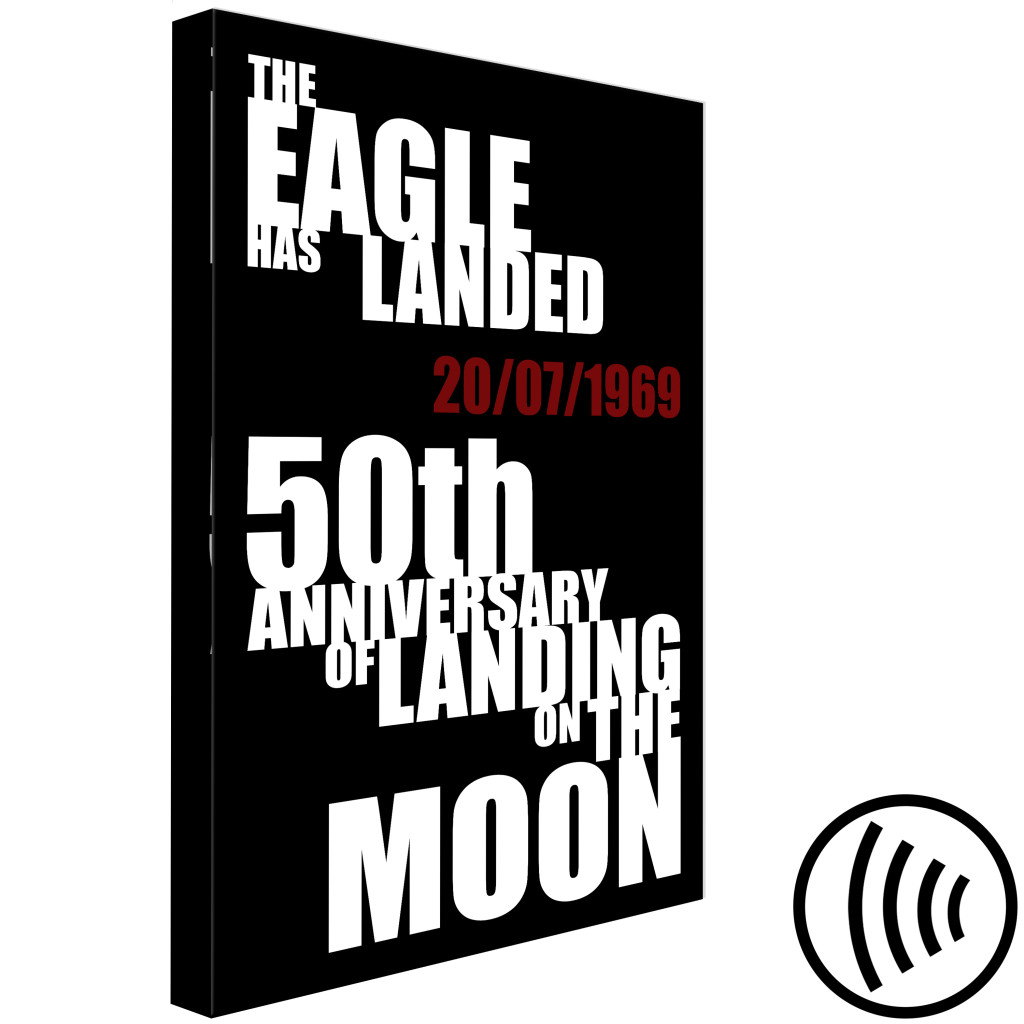 Målning Första Landningen På Månen - Svartvit Typografi På Engelska