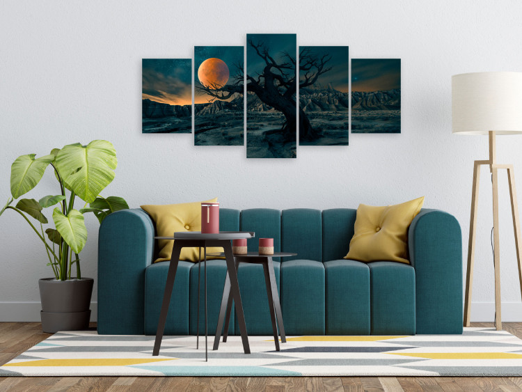Canvas Art Print Twilight Time (5 Parts) Wide Green 123672 additionalImage 3