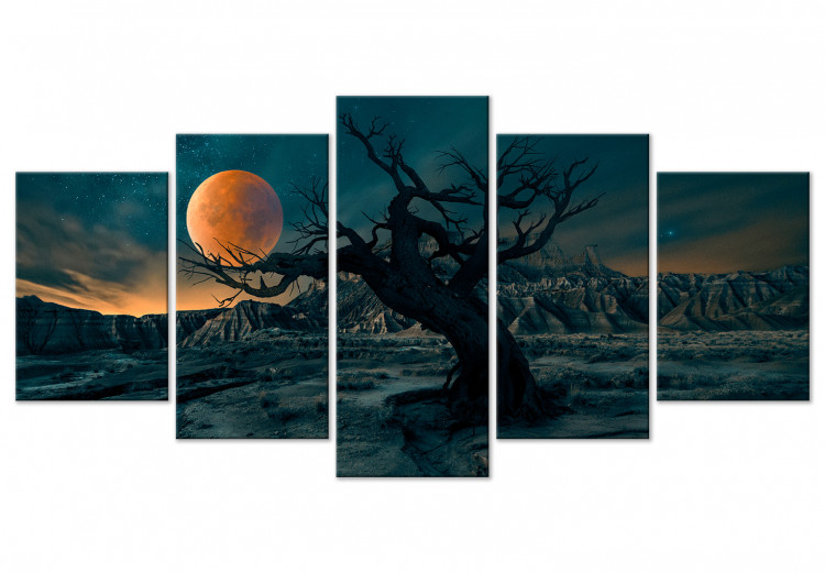Canvas Art Print Twilight Time (5 Parts) Wide Green 123672