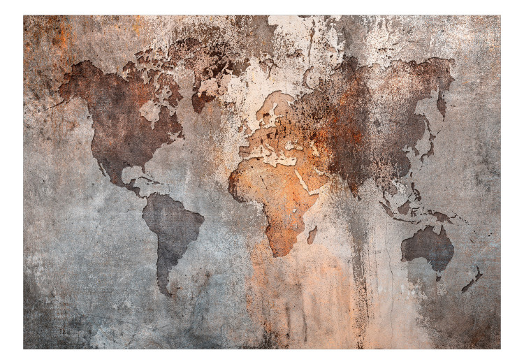 Carta da parati Mappa del mondo grigio - sfondo con continenti perfetti  142072 additionalImage 1