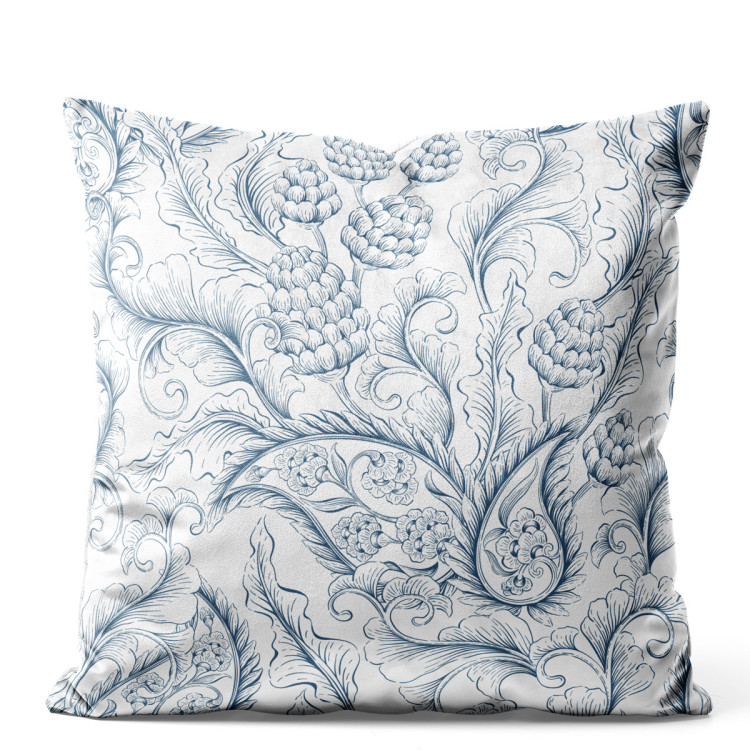 Kissen Velours Stylised leaves - minimalist, white and blue floral theme 146772