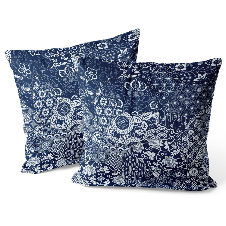 Sammets kudda Floral mosaic - composition in shades of blue and white 147272 additionalImage 3