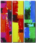 Quadro contemporaneo Composizione colorata (3 parti) - Set di astrazioni 48372