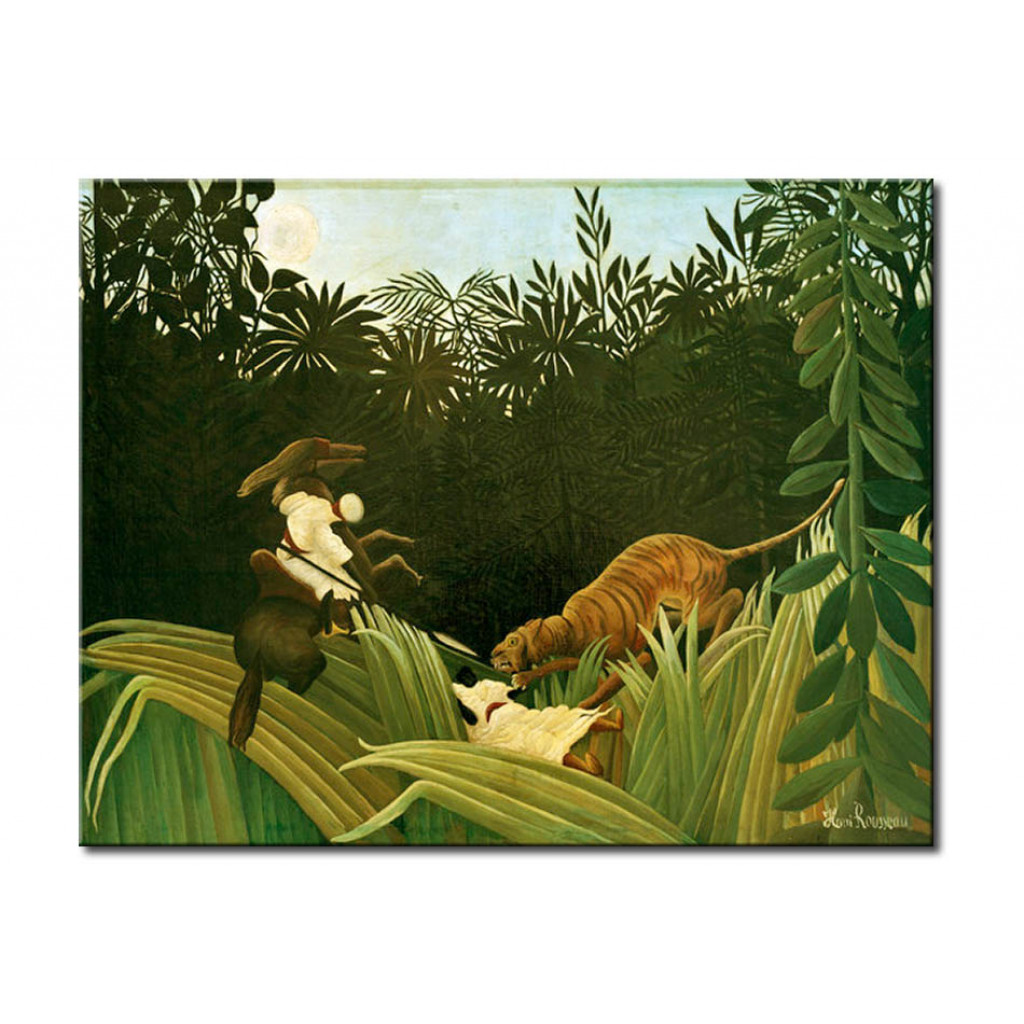 Schilderij  Henri Rousseau: Eclaireurs Attaques Par Un Tigre