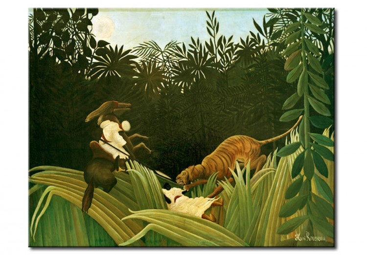 Reprodução do quadro famoso Eclaireurs attaques par un tigre 50672