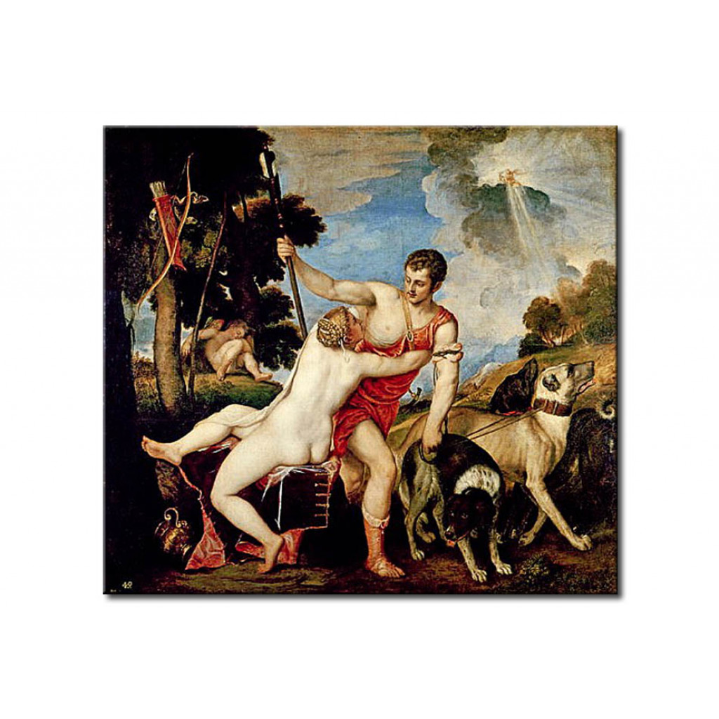 Schilderij  Titiaan: Venus And Adonis