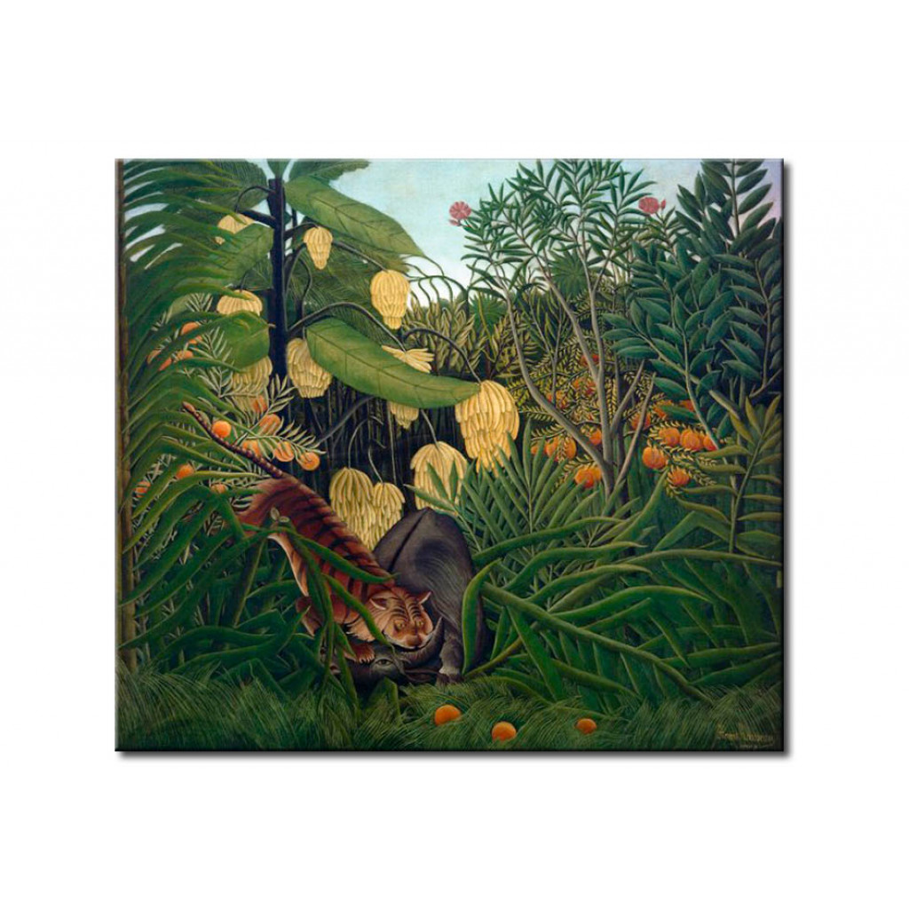 Schilderij  Henri Rousseau: Combat De Tigre Et De Buffle