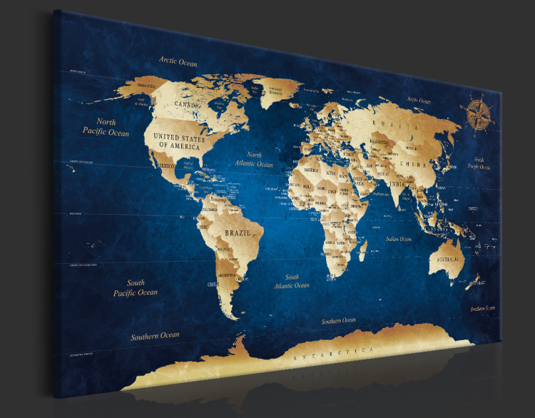 Obraz na szkle Mapa świata: Granatowa głębia [Glass] 94572 additionalImage 6