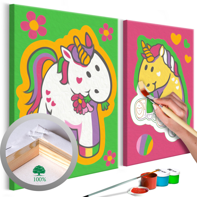 Painting Kit for Children Unicorns (Green & Pink) 107282