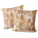 Kissen Velours Minimalist leaves - floral motif in gold on a pink background 146782 additionalThumb 3