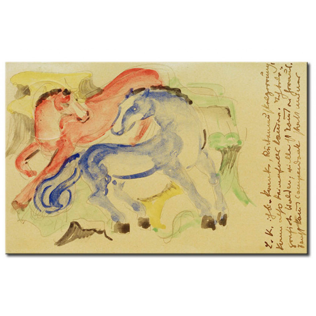 Schilderij  Franz Marc: Rotes Und Blaues Pferd