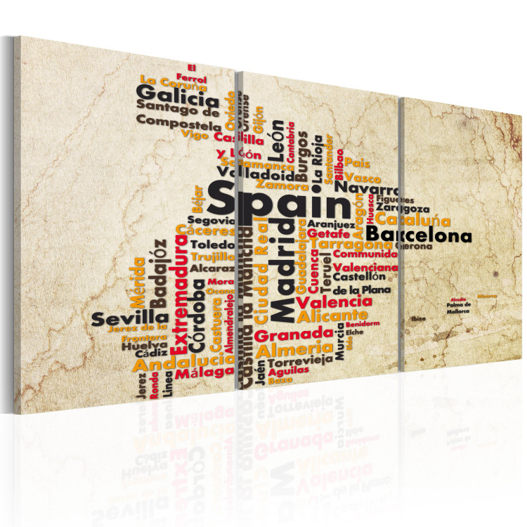Obraz Mapa Hiszpanii - granice utworzone z nazw miast w kolorach narodowych 55282 additionalImage 2