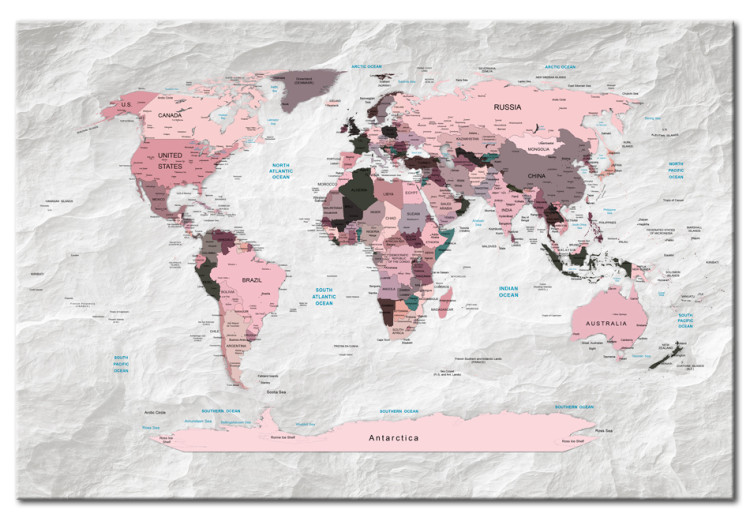 Obraz Mapa świata: Różowe kontynenty 91882