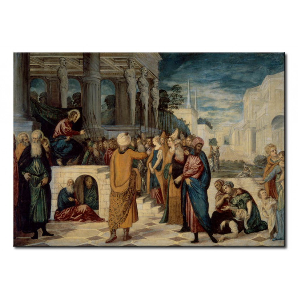 Schilderij  Tintoretto: Christ And The Adultress
