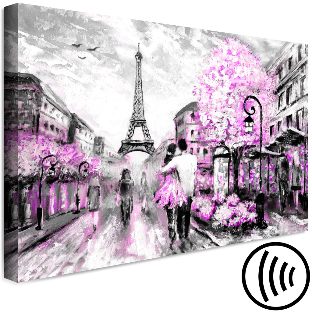 Schilderij  Parijs: Colourful Rendez-Vous (1 Part) Wide Pink
