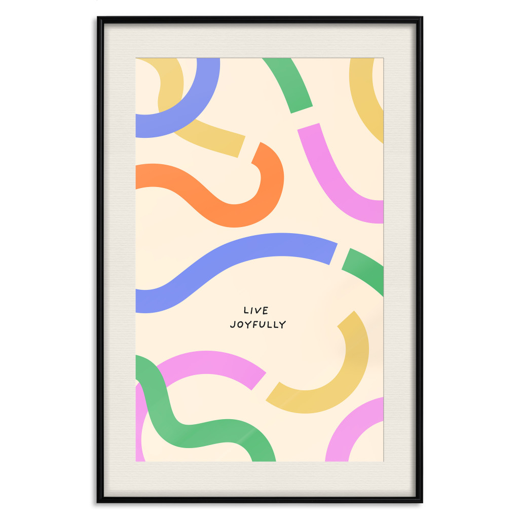 Poster Decorativo Abstract Shapes - Pastel Waves Scattered On A Beige Background